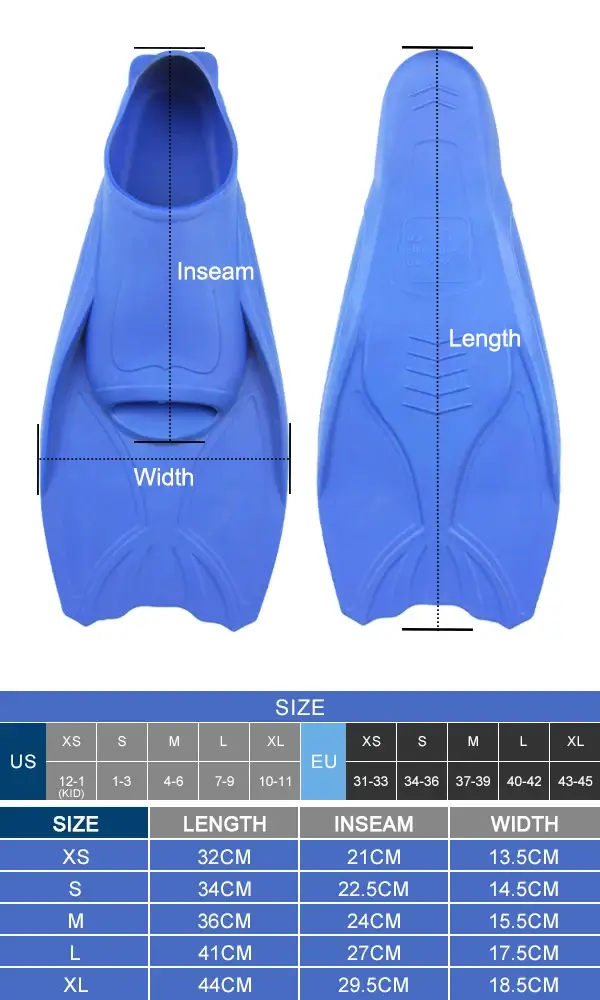 F02 Rubber Swim Fins Size (1)