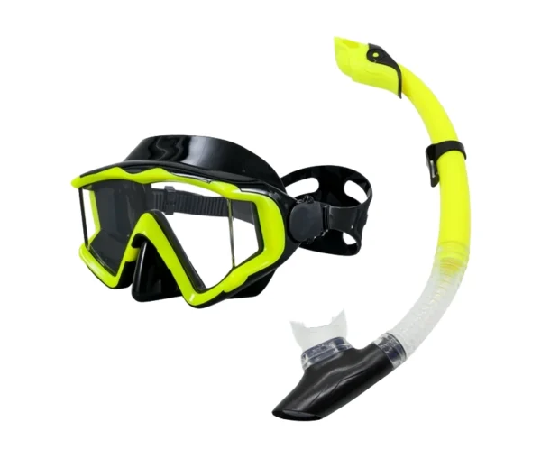 M308 panoramic Diving Mask Snorkel Set Yellow 拷贝 M308+SN117 潜水镜套装
